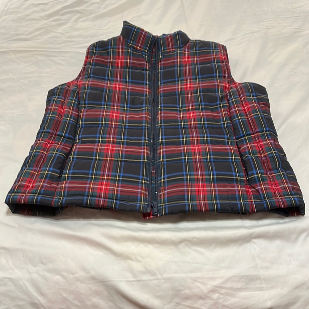 Talbots XL plaid puffer vest